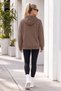 Women's Winter 3-Strand Fleece Hooded Oversize Sweatshirt with Cut-Out Pockets - Brown - 7