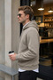 Men's Winter 3-Strand Fleece Hooded Oversize Sweatshirt with Cut-Out Pockets - Stone - 5