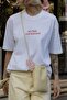 Women's Oversize T-Shirt No Time for Romance Printed White – Crew Neck, Comfortable Fit, 100% Cotton - 3