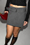 Aether Women's Black Belt Detailed Woven Mini Anthracite / Striped Skirt - 5