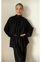 Women's Black Satin Peplum Shalwar Pants Crop Balloon Blouse Premium Suit Yy101419 - 4