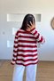 Red Soft Textured Striped Sweatshirt