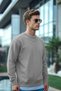 Men's Light Smoked Winter 3-Strand Fleece Inside Crew Neck Comfortable Fit Sweatshirt - 4