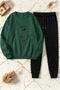 Unisex Silhouette Printed Crew Neck Sweatshirt - 2-Piece Tracksuit Set