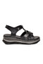 Black Genuine Leather Adjustable Strap Thick Sole Women's Sandals Z598 - 3