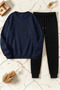 Unisex Silhouette Printed Crew Neck Sweatshirt - 2-Piece Tracksuit Set