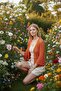 Orange Hand Knitted Crochet Hexagonal Mesh Cardigan - 2