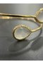 White Stone Detailed Gold Color Open End Women's Bracelet - 2