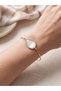 White Natural Stone Detailed Gold Color Women's Bracelet - 4