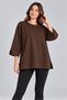 Women's Plus Size Oversized Crew Neck Flexible Combed Cotton Long Loose Blouse Tunic - 3