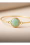 Mint Green Natural Stone Detailed Gold Color Women's Bracelet - 2