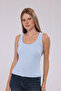 Women's Terry Fabric U-Neck Strappy Basic T-Shirt - 8