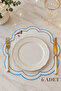 6 Pieces Love Birds Model Double Row Embroidered Blue American Service Tablecloth Set