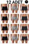 12-Pack Plain Men's Boxer Set - Cotton Lycra Flexible Underwear + Custom Made Sleep Band as a Gift