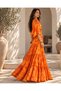 Silk Ethnic Patterned Bat Sleeve Ruffled Long Dress Std 36-42 - 5