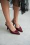 Women's Burgundy Patent Leather Ovis Pointed Heeled Shoes - 4