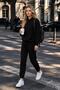 Women's 3-Thread Kangaroo Pocket Hooded Cotton Puff Soft Tracksuit Set - Original Quality - 2