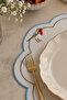 6 Pieces Love Birds Model Double Row Embroidered Blue American Service Tablecloth Set - 2
