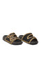 Black Adjustable Double-Strapped Patterned Comfortable Sole Women's Slippers 7506 - 2