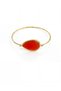 Red Natural Stone Detailed Gold Color Women's Bracelet - 4