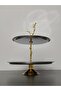 Luxurious 2-Tier Stainless Steel Cookie Stand with Stand Legs, Decorative Presentation Tray, Multi-Tier Serving Tray, Cookie Holder, Candy Tray - 2