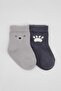 2Li Bear Combed Cotton Socks 10116 Gray - 2