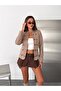 Suede Lined Zippered Jacket with Button Detail - 2