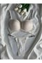 Women's lace stone underwire support padded push-up bra set lingerie set triple set - 4