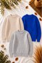 Men's 5-Piece Winter Combination Set 2 Plush Jackets 3 Crew Neck Ribbed Knit Sweaters Thick Textured - 2