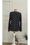 Women's long sleeve v-neck pleated front leopard print supreme blouse - 7