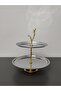 Luxurious 2-Tier Stainless Steel Cookie Stand with Stand Legs, Decorative Presentation Tray, Multi-Tier Serving Tray, Cookie Holder, Candy Tray