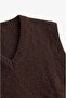 Brown V-Neck Ribbed Trim Sleeveless Sweater - 3