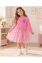 Candy Pink Lets Printed Tulle Girls' Dress 4 Years-7 Years
