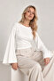 Women's White Waist Fit Spanish Sleeve Premium Fabric Blouse - 3