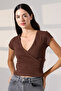 Women's Double-Breasted Collar Short Jacket Stretchy Fabric Casual