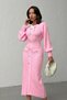 Women's Candy Pink Stylish Bow Detailed Balloon Sleeve Knitwear Dress New Color (Size S/M) - 6