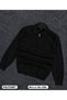 Men's Polo Collar Zippered Knitwear Sweater – Stylish Casual Winter Sweater with Long Sleeves – White, Black, Brown, Beige - 2