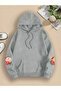 Floral Sleeve Printed Oversize Hooded Women's Unisex Sweatshirt - 2