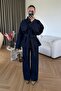 Women's Tie-Detail Oversized Jacket and Pants Denim Set - 2