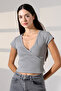 Women's Double-Breasted Collar Short Jacket Stretchy Fabric Casual