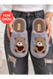 Cute Teddy Bear Figured Plush Home Slippers Soft Sole Winter Home Slippers Dowry Slippers Gift Stc1350