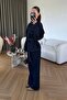 Women's Tie-Detail Oversized Jacket and Pants Denim Set - 5