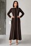 Women's Brown Stylish Line Detailed Long Sleeve Crew Neck Knitwear Dress (Size S/M) - 2