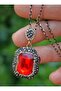 Handmade Necklace with Crystal Stones - Red -