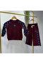 Girl's Cherry Patterned 100% Cotton Burgundy Set - 5