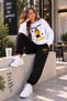 Girl's Manifest Esin Printed White Sweatshirt-Grey Sweatpants 2-Piece Set