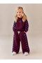 Girl's Cherry Patterned 100% Cotton Burgundy Set - 2