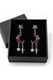 Red Crescent Moon Figured Dangle Earrings – Silver Color Sky-Themed Jewelry - 3