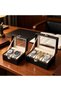 Watch Box 3 Compartment Pu Leather with Transparent Lid Men's Watch Storage and Organization Box Black - 3