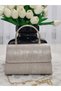 Women's Silvery Evening Dress Bag with Metal Handle and Chain Strap, Hand and Shoulder Bag - 4